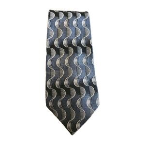 Joseph & Feiss Men's 100% Silk Geometric Necktie Navy Silver Stylish Design